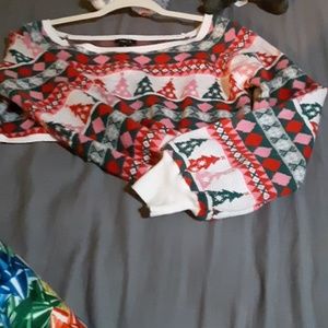 Ugly Christmas sweater crop top